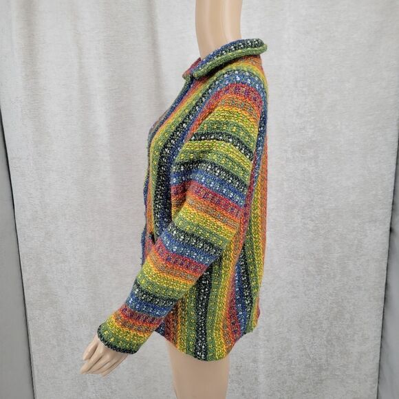 Vintage Hippie Wool Rainbow Woven Knit Full Zip Jacket Unisex 70s? - Picture 5 of 11